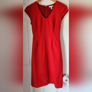 JCrew tropical wool dress size 00 XXS red